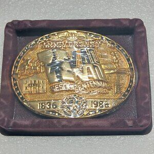 Texas Sesquicentennial Belt Buckle 1836–1986 Gold Plated Limited Edition Sealed